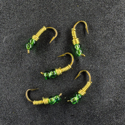 #8 Brass with Green Beads Head