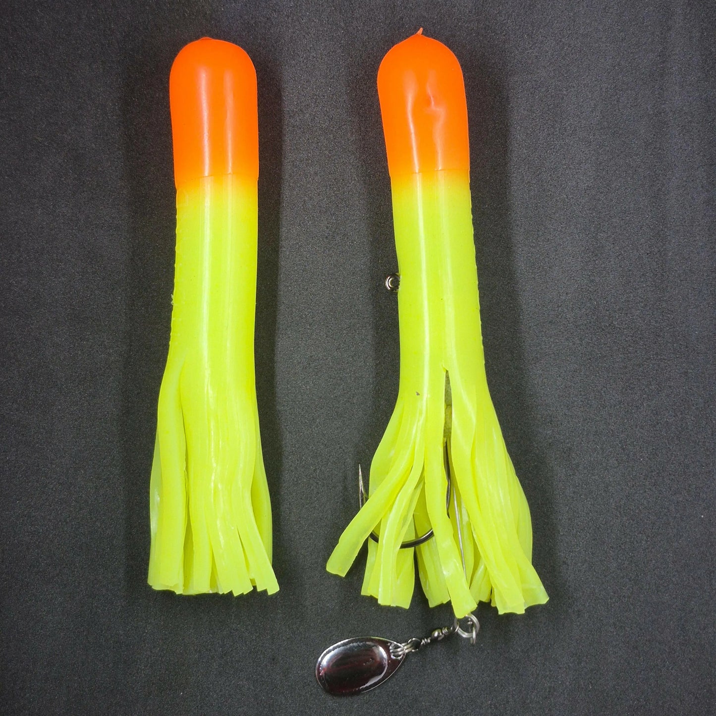 Hitch & Fish 5" &  6" Glow Laker Tube Jigs Chartreuse/Orange Tip