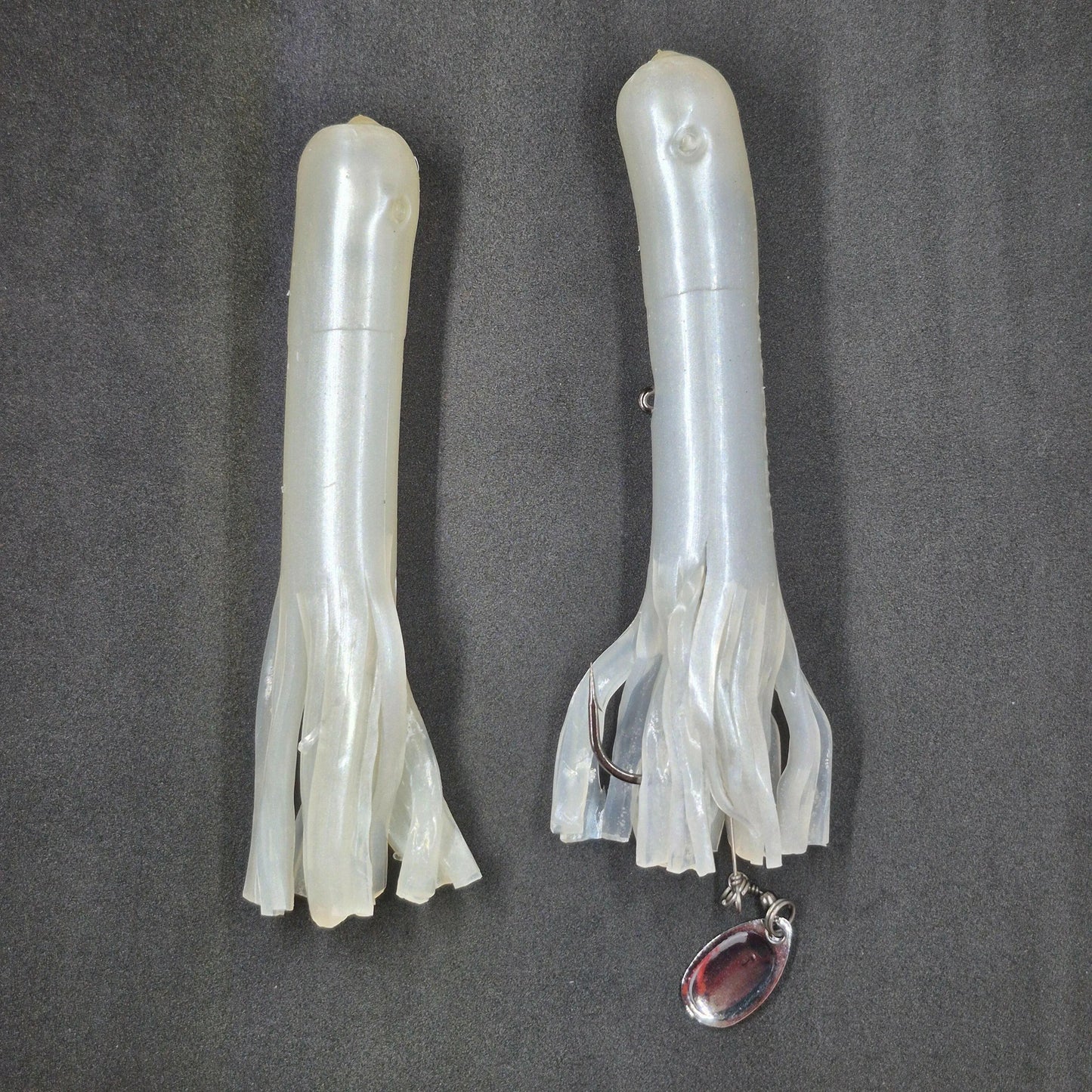 Hitch & Fish 5" &  6" Glow Laker Tube Jigs Pearl White