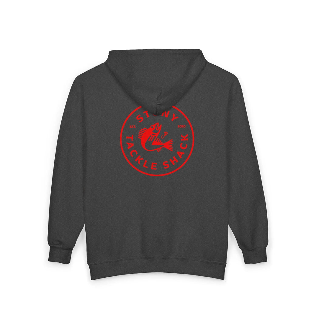 Stony Tackle Shack Full Zip Hoodie, Unisex Zip Up Sweatshirt, Outdoor Gear, Perfect Gift for Anglers, Fall/Winter Apparel