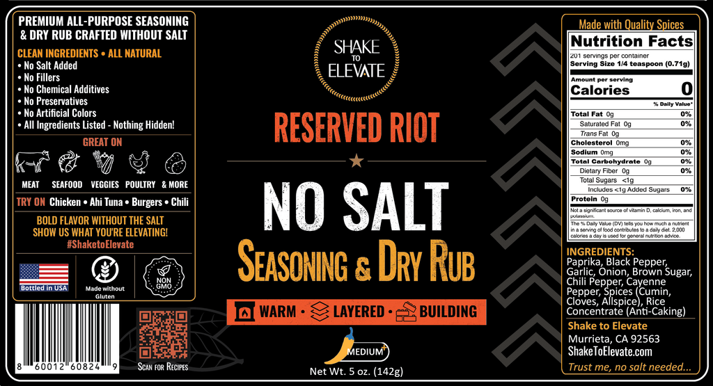 Shake to Elevate Reserved Riot No Salt Seasoning