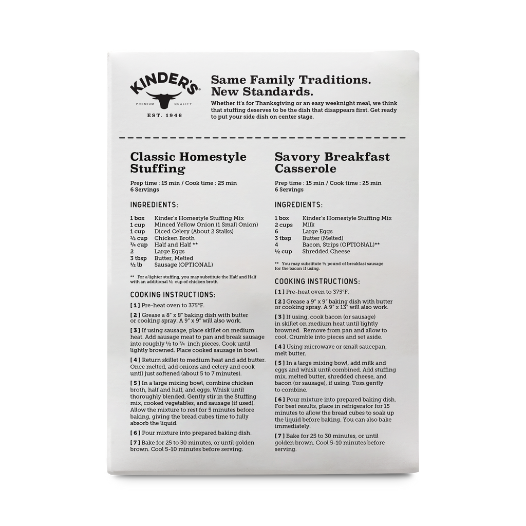 Kinder's Brown Butter & Herbs Homestyle Stuffing Mix