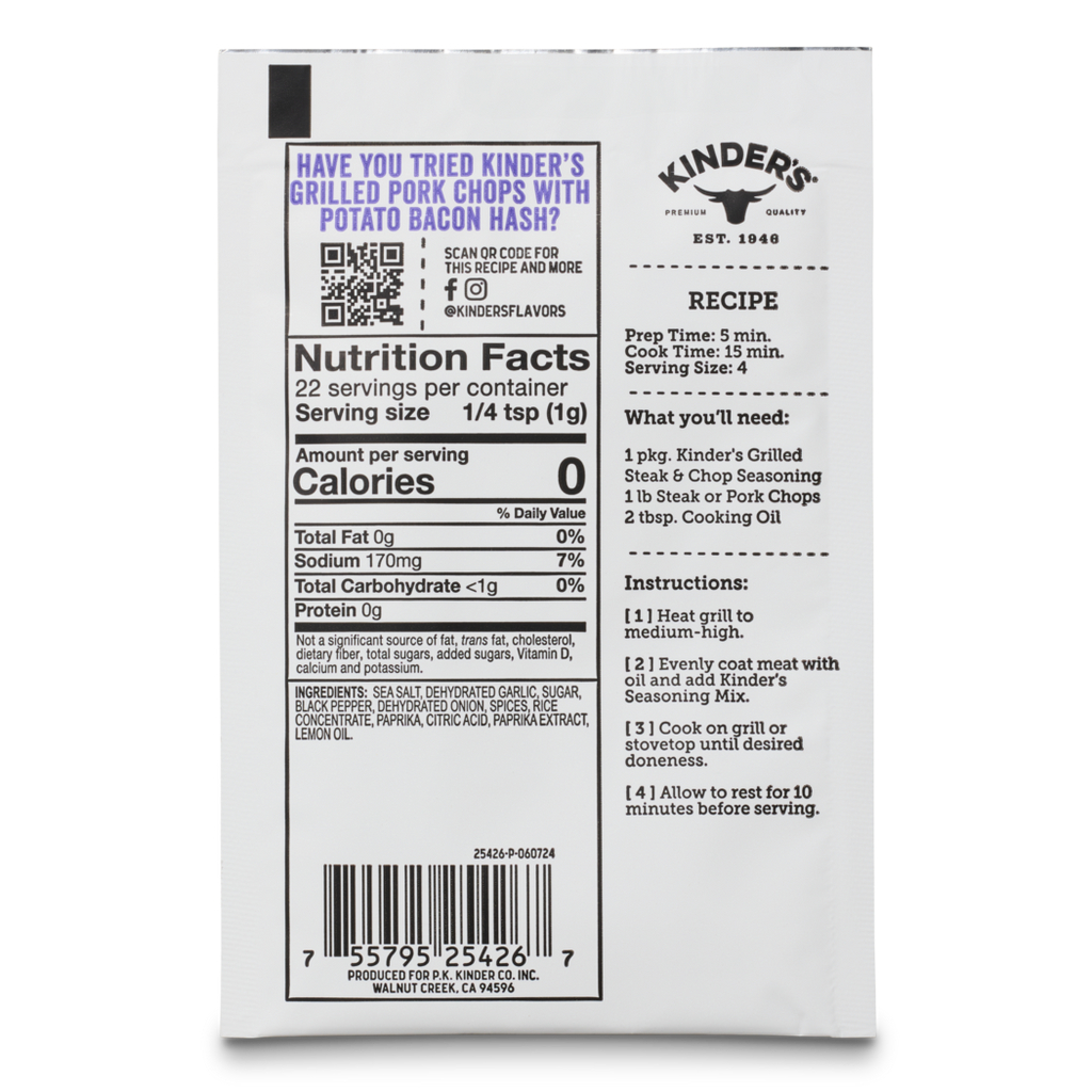 Kinder's Grilling Steak & Chop Grilling Seasoning