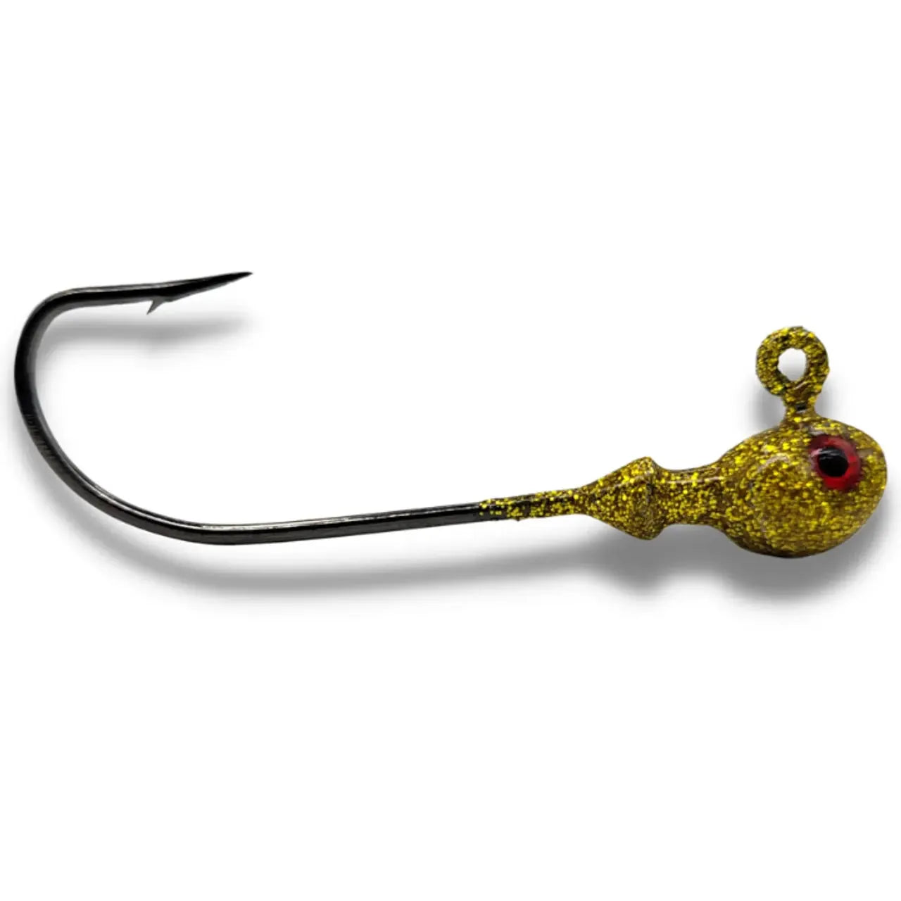 Big Sky Poison Head 1/4oz long shank Jigs 2pk Gold Glitter w/Red eye