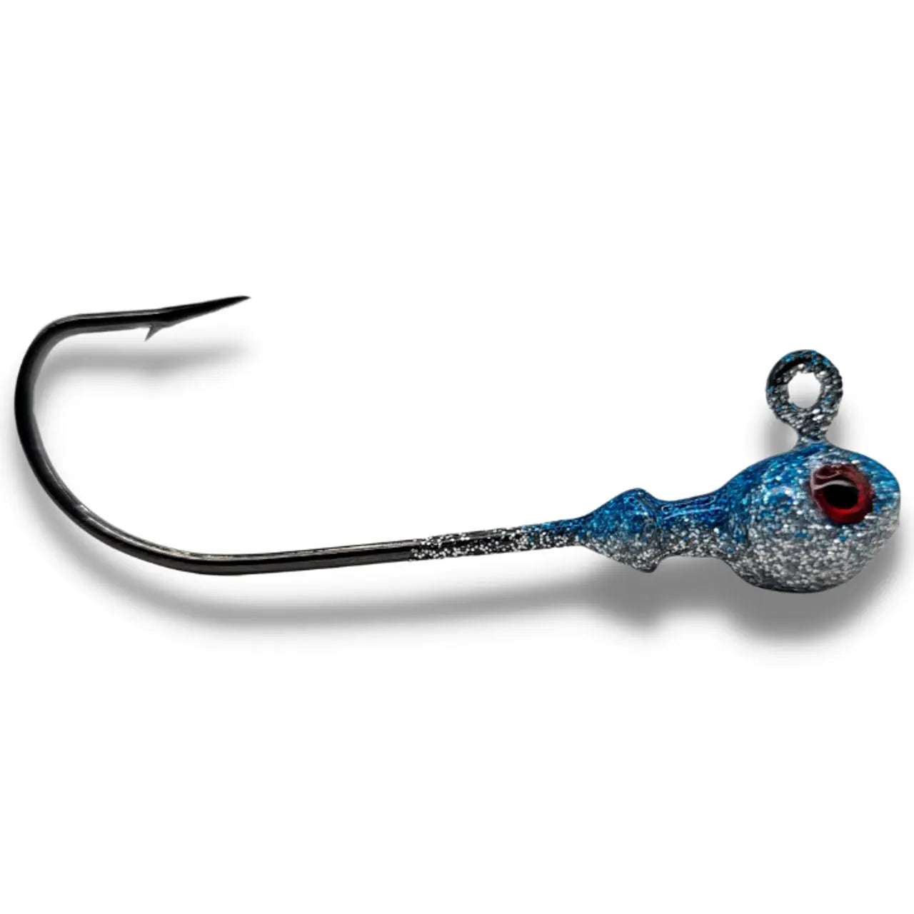 Big Sky Poison Head 1/4oz long shank Jigs 2pk Silver Blue Glitter w/Red Eye