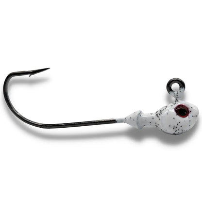 Big Sky Poison Head 1/4oz long shank Jigs 2pk White Fuscia Dots w/Red Eye