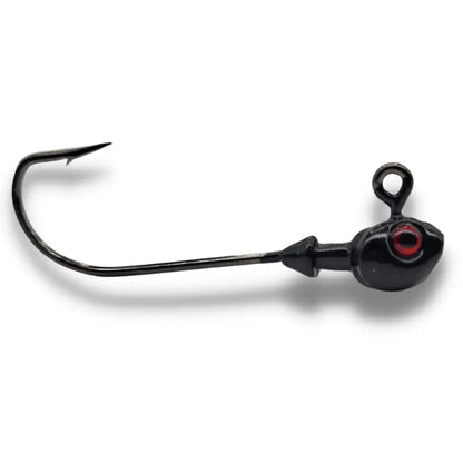Big Sky Poison Head 1/4oz long shank Jigs 2pk Black w/Red Eye