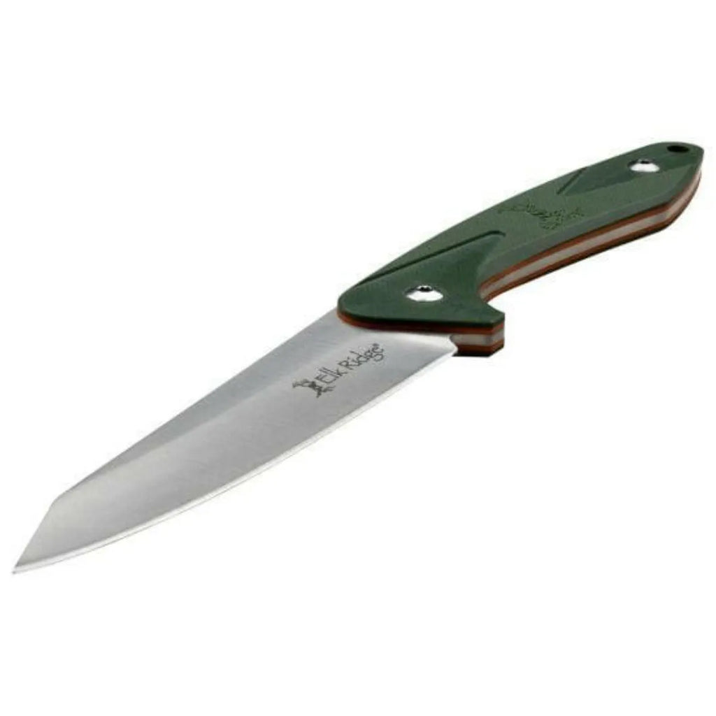 Knife with a green handle on a white background