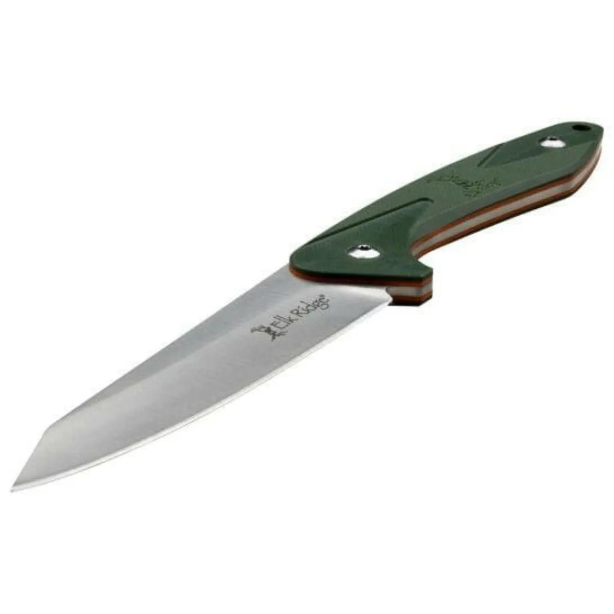 Knife with a green handle on a white background