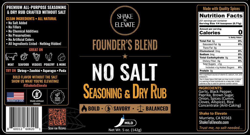 Shake to Elevate Founder's Blend No Salt Seasoning