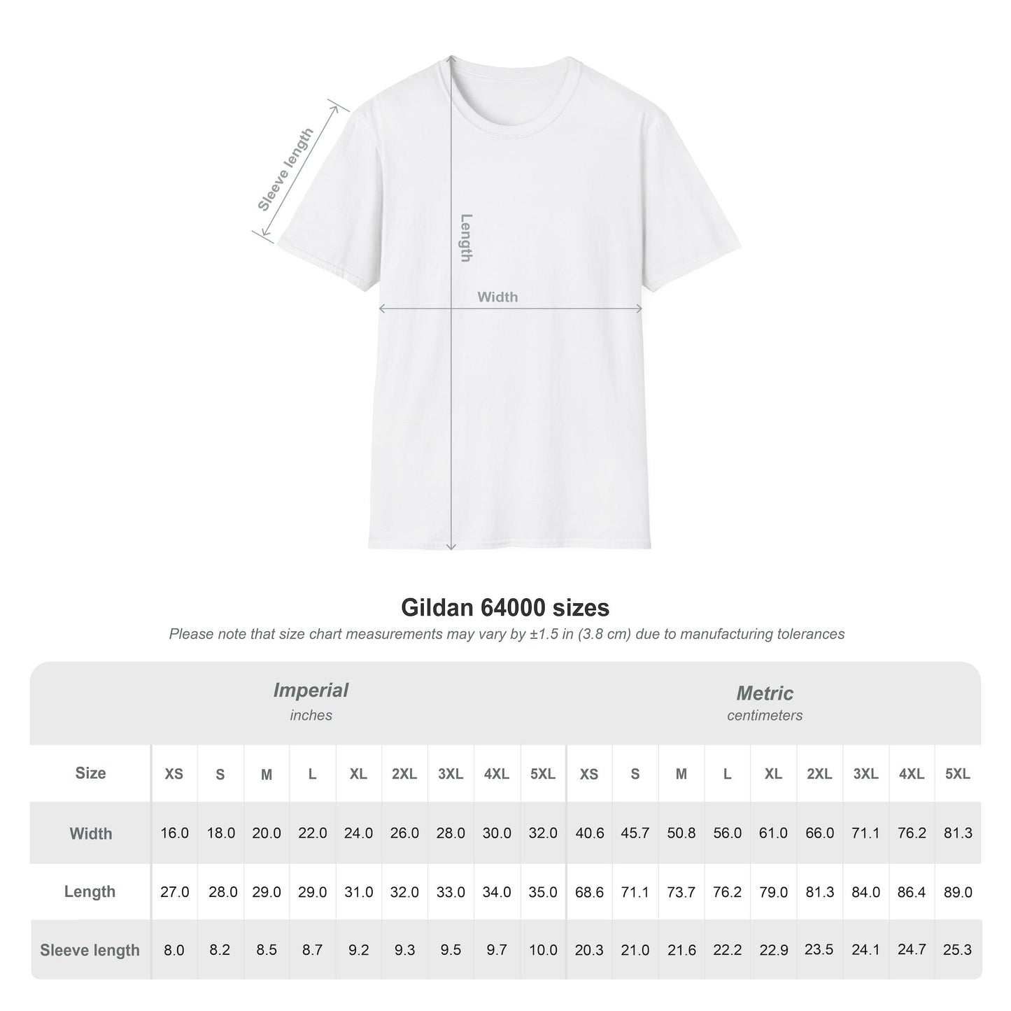 T-shirt size guide