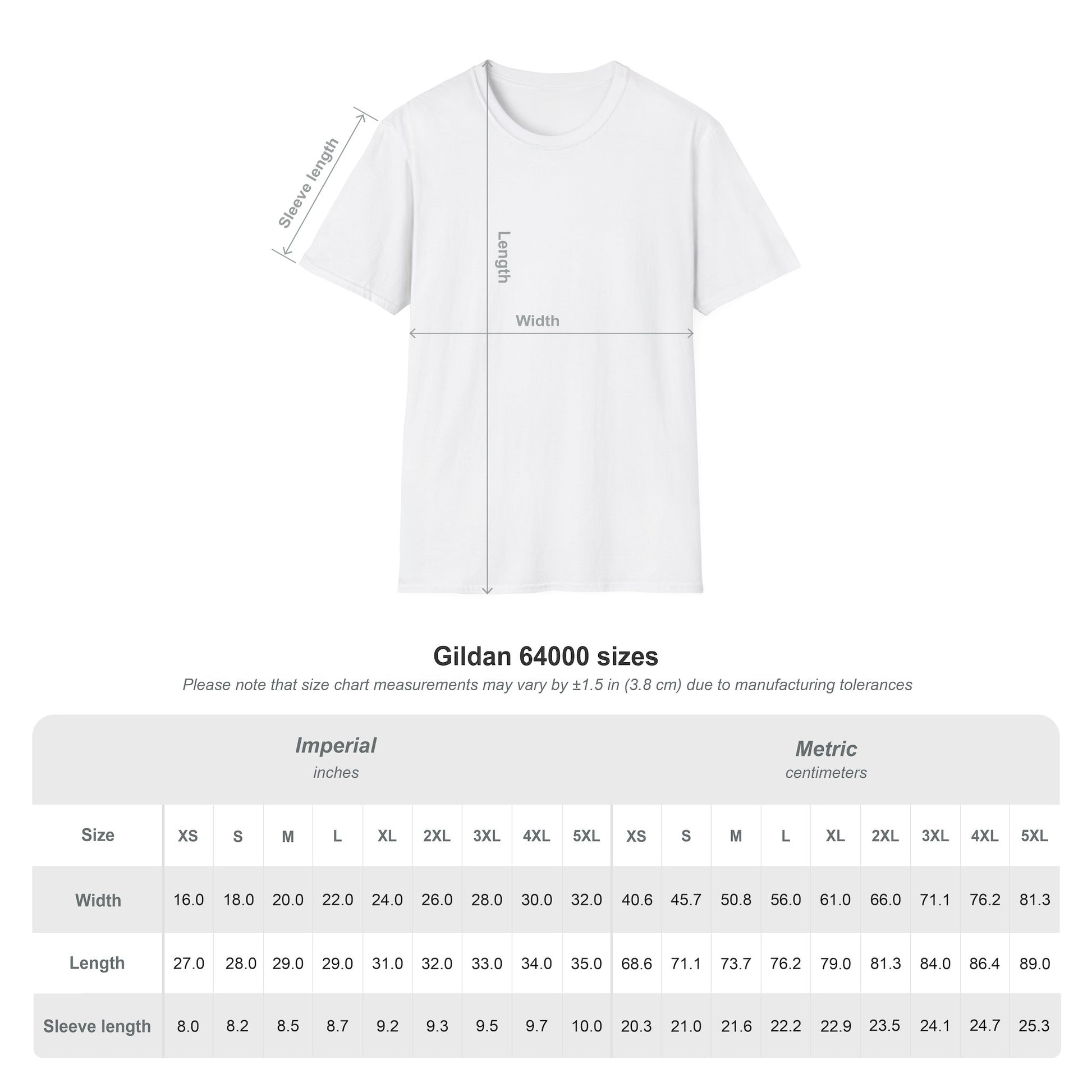 T-shirt size guide