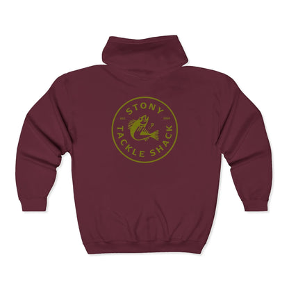 Stony Tackle Shack Full Zip Hoodie, Unisex Zip Up Sweatshirt, Outdoor Gear, Perfect Gift for Anglers, Fall/Winter Apparel