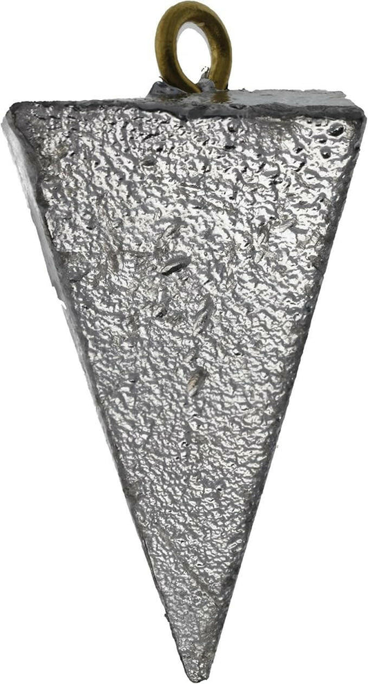 Pyramid fishing sinkers on white background