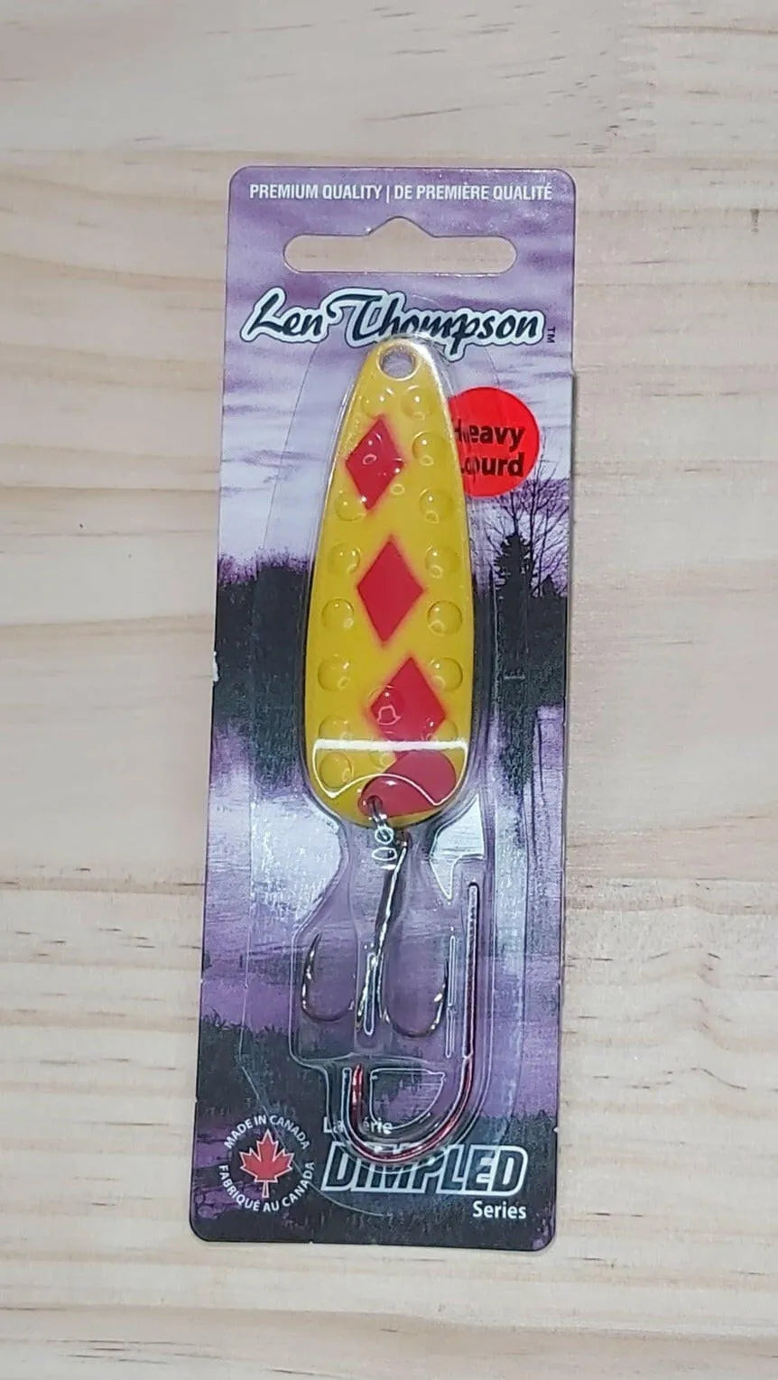 Len Thompson Dimpled Series Spoons #11 Yellow & Red 1/2oz