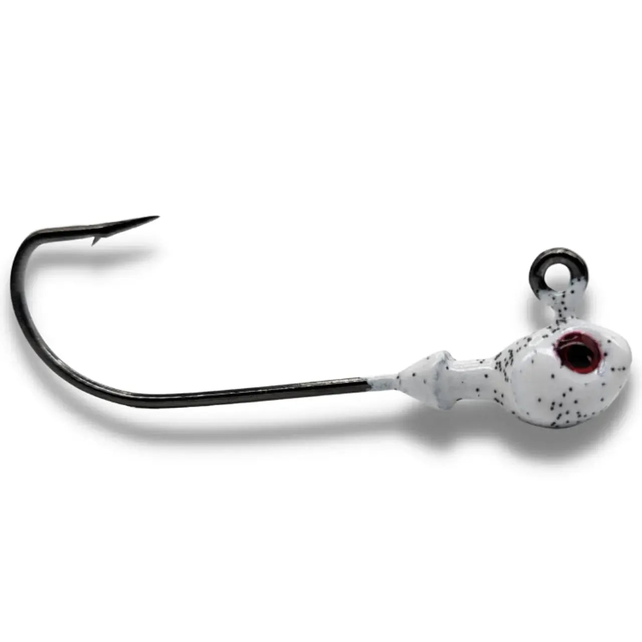 Big Sky Poison Head 3/8oz Jigs 2pk White Fuscia Dots w/Red Eye