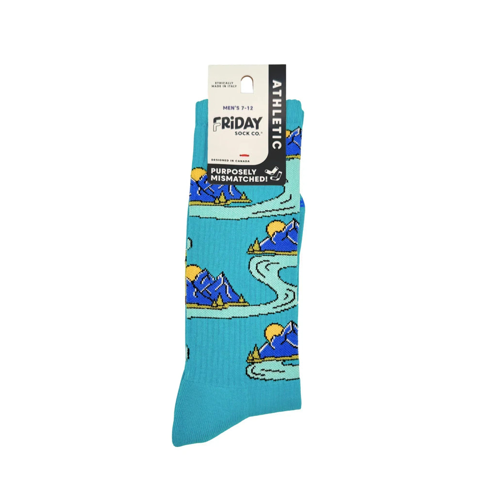 Friday Sock Co Men's Mountains & Trees Comic Athletic Socks