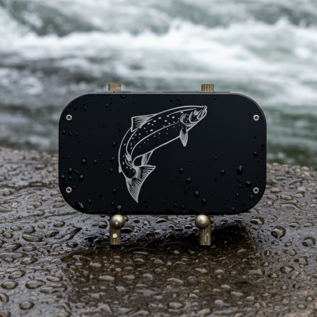 Fly Fishing Kit, Atlantic Salmon Flies, Mixed Selection, with Aluminum Flybox + Engraved Image