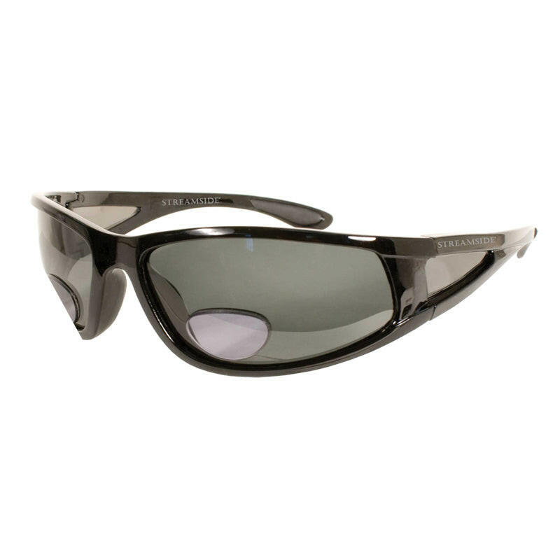 Black Bi-Focal sunglasses with a white background