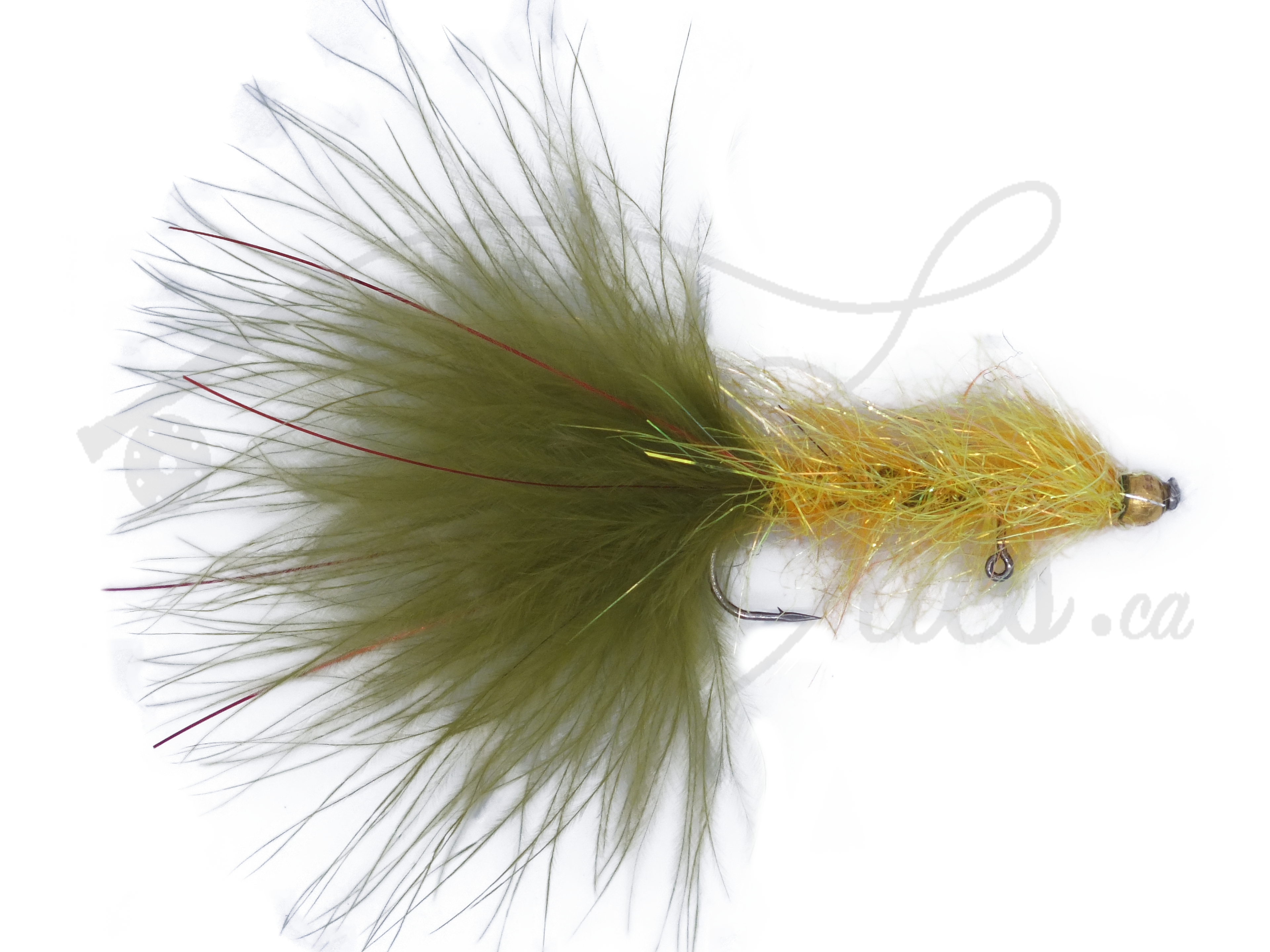 Balanced Leech Olive/Yellow Barbless