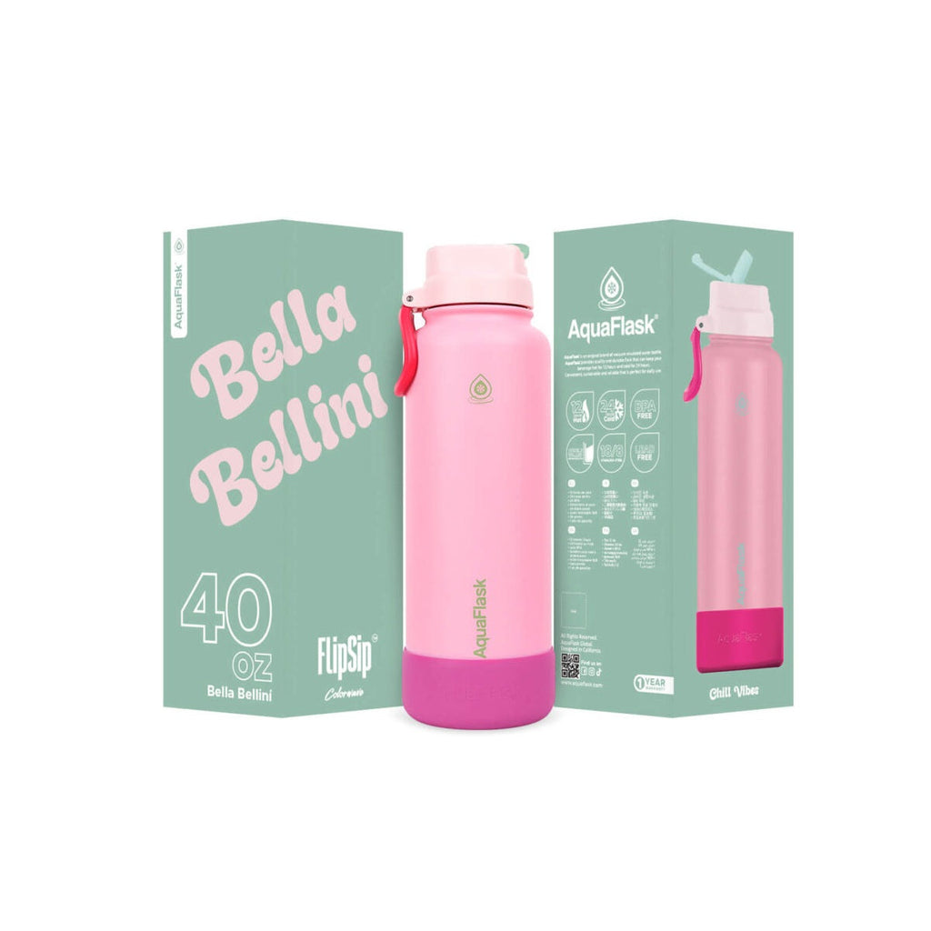 AquaFlask Colorwave 40oz Flip Sip Bottle – Insulated Stainless Steel Water Flask