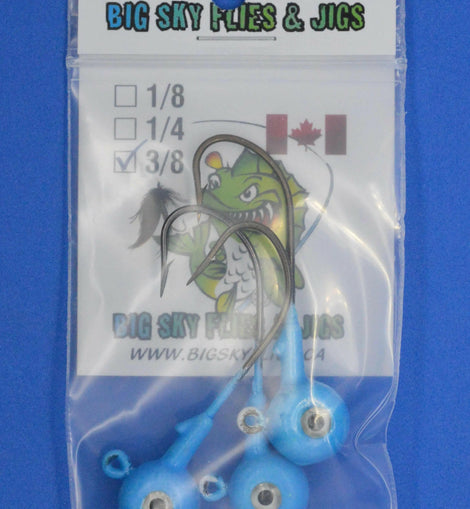 Big Sky Titan 3/8oz Heavy Duty Jig Heads Glow 3/pack Blue