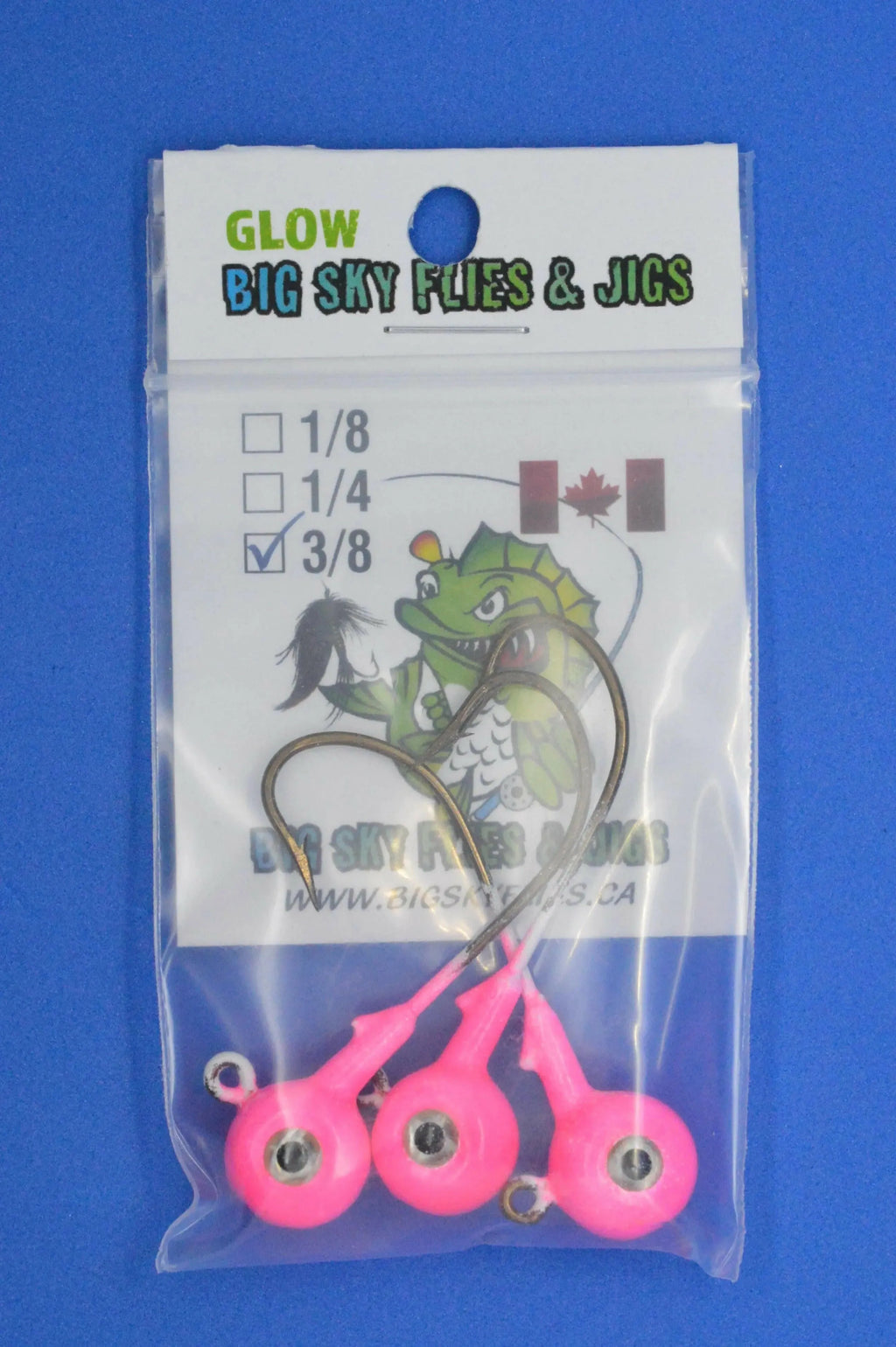 Big Sky Titan 3/8oz Heavy Duty Jig Heads Glow 3/pack Pink