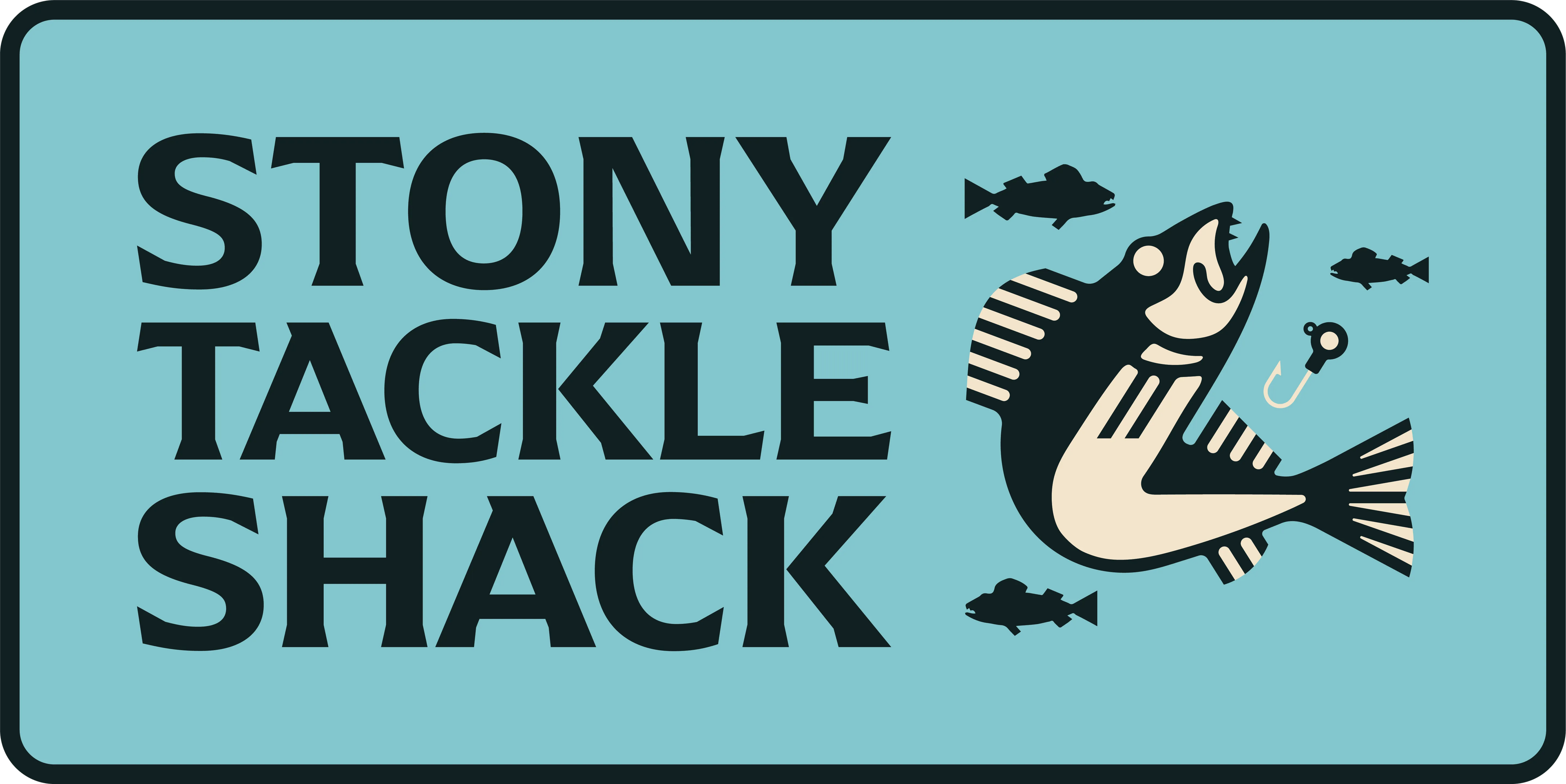 Stony Tackle Shack Stickers Rectangle Blue