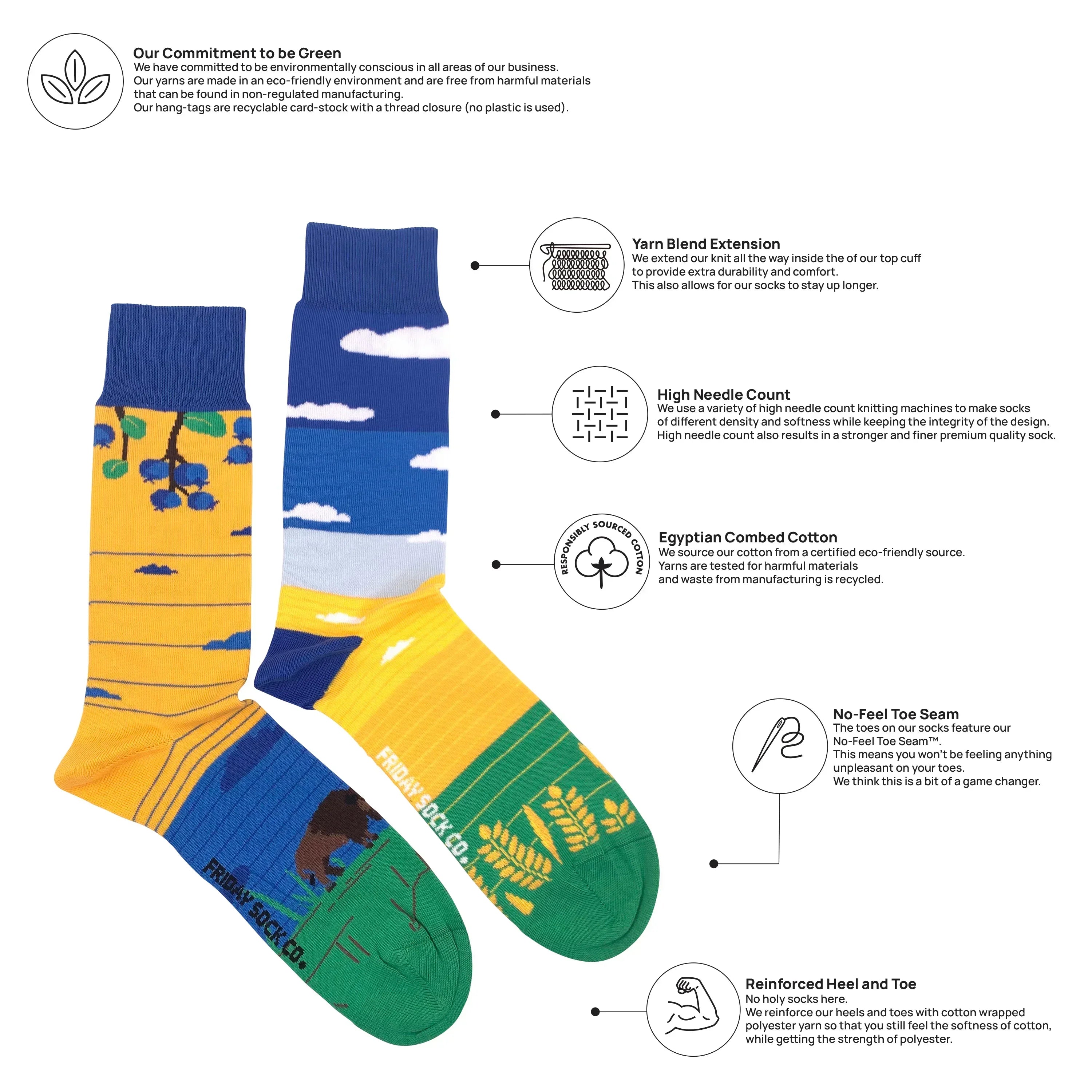 Friday Sock Co Men's Prairie Canadian Landscape Socks