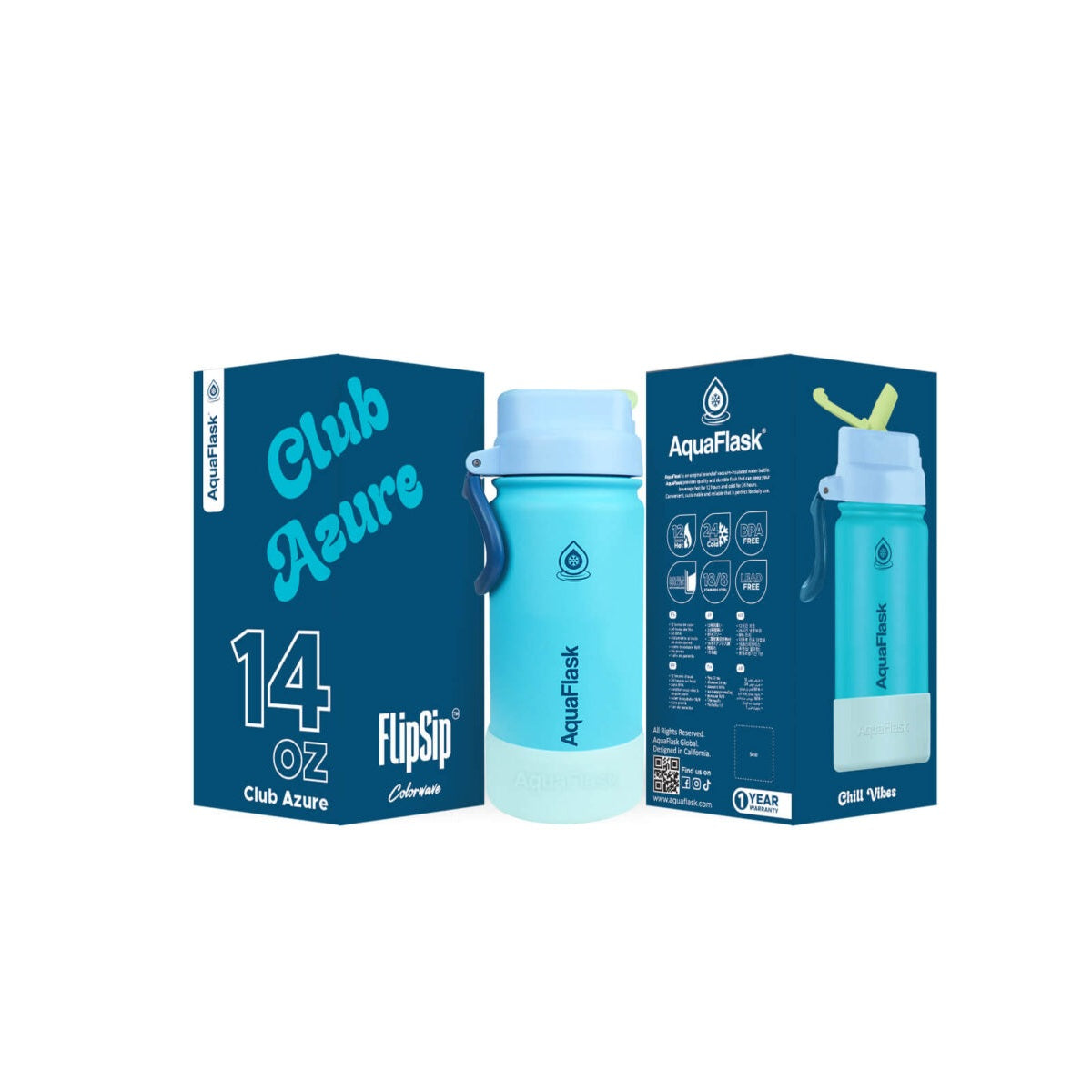 AquaFlask Kids FlipSip 414mL (14oz) Water Bottles