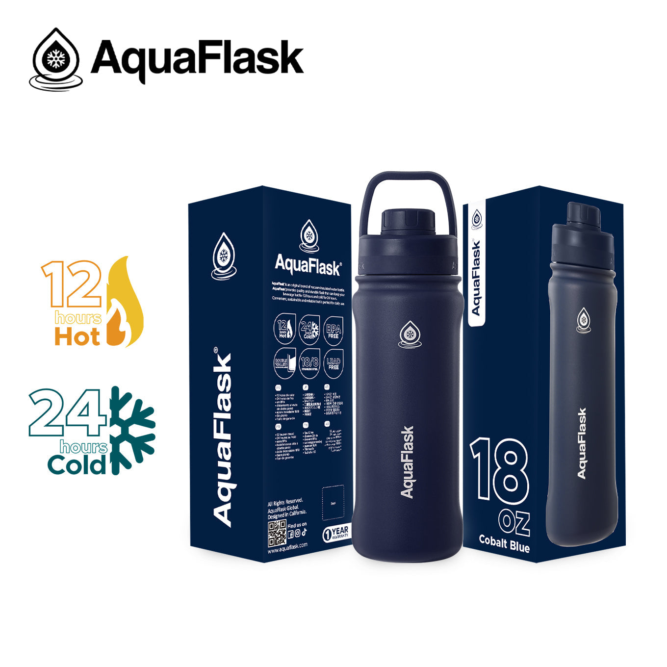 AquaFlask Original Vacuum Insulated Water Bottles 530ml (18oz)