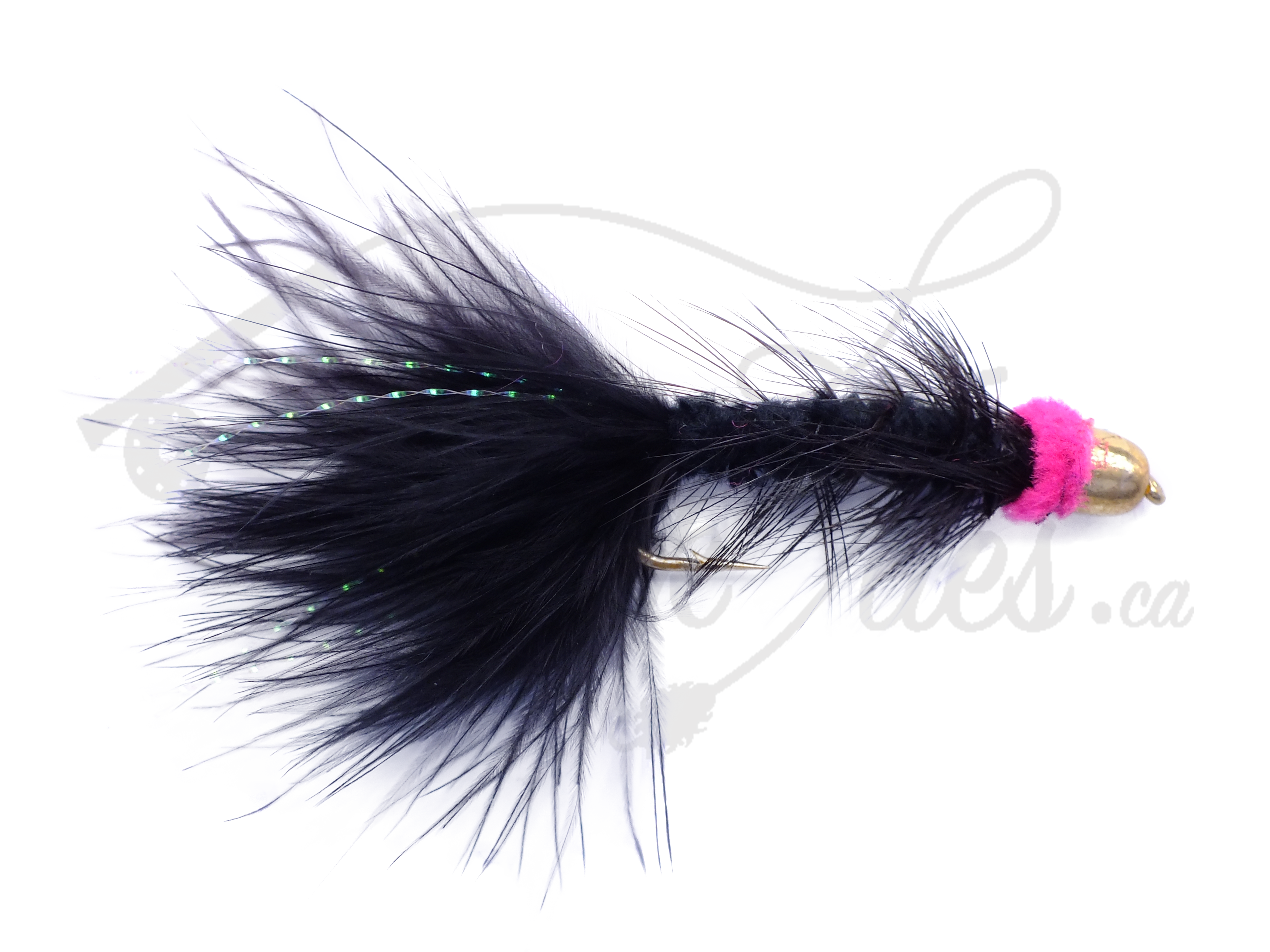 Conehead Egg Sucking Leech Black with Pink Head