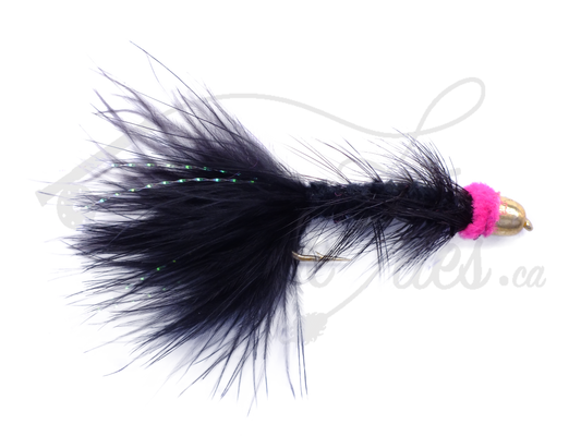 Conehead Egg Sucking Leech Black with Pink Head