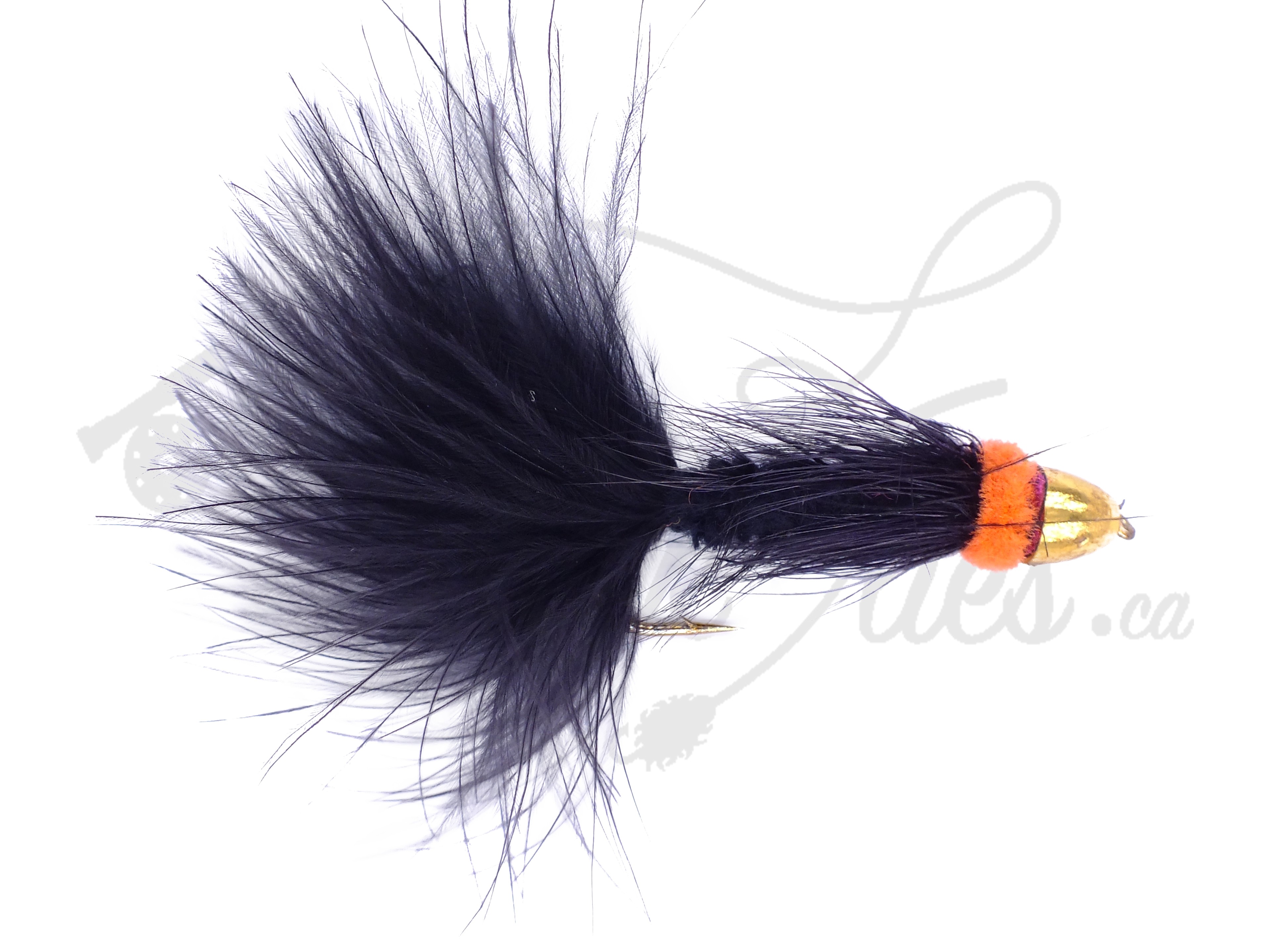 Conehead Egg sucking Leech Black with Orange Head