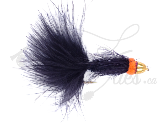 Conehead Egg sucking Leech Black with Orange Head