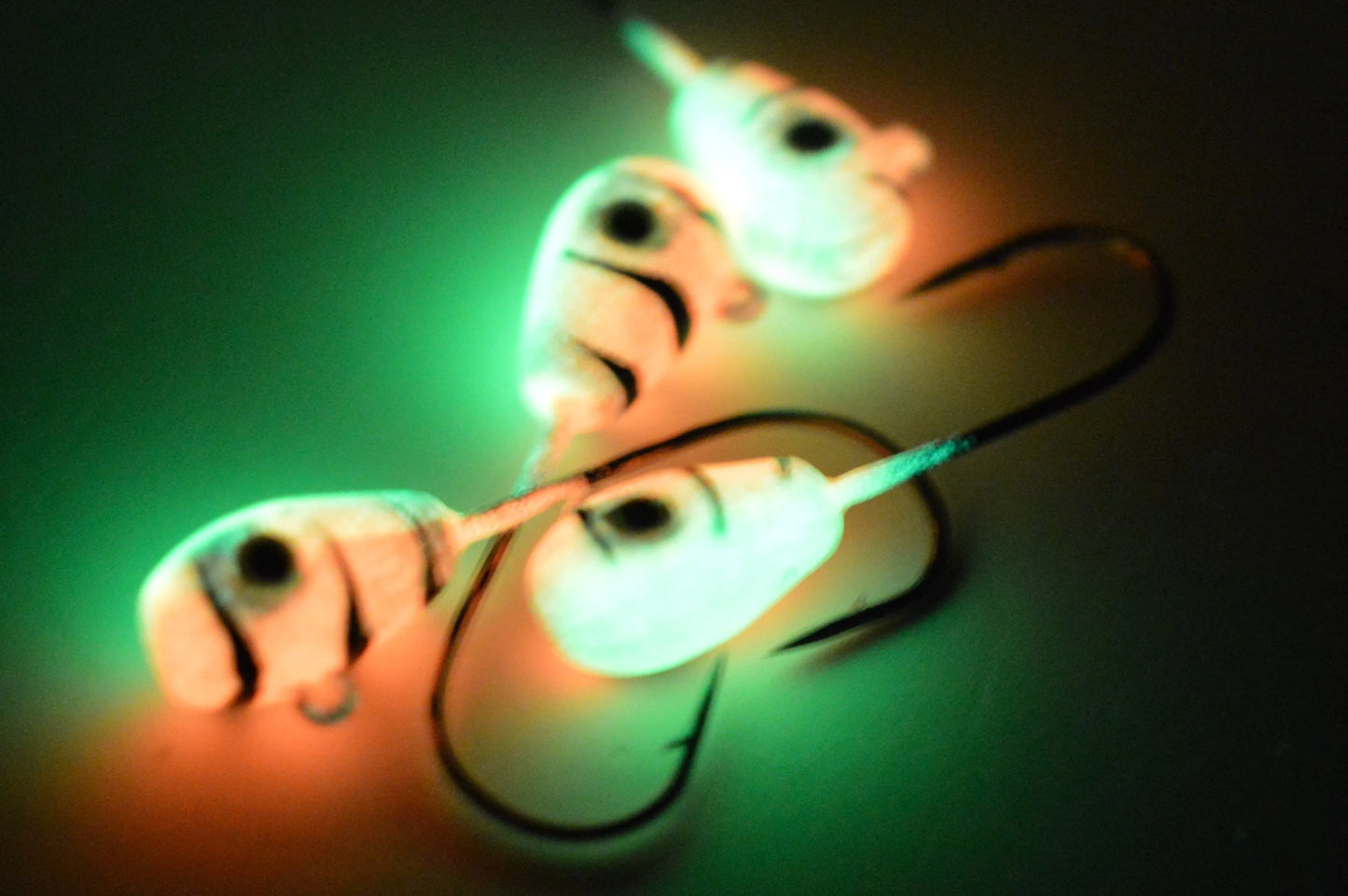 Big Sky Deluxe KnockOut 1/4oz Glow Jigs 4/pack Yellow/Orange w/Black Lines