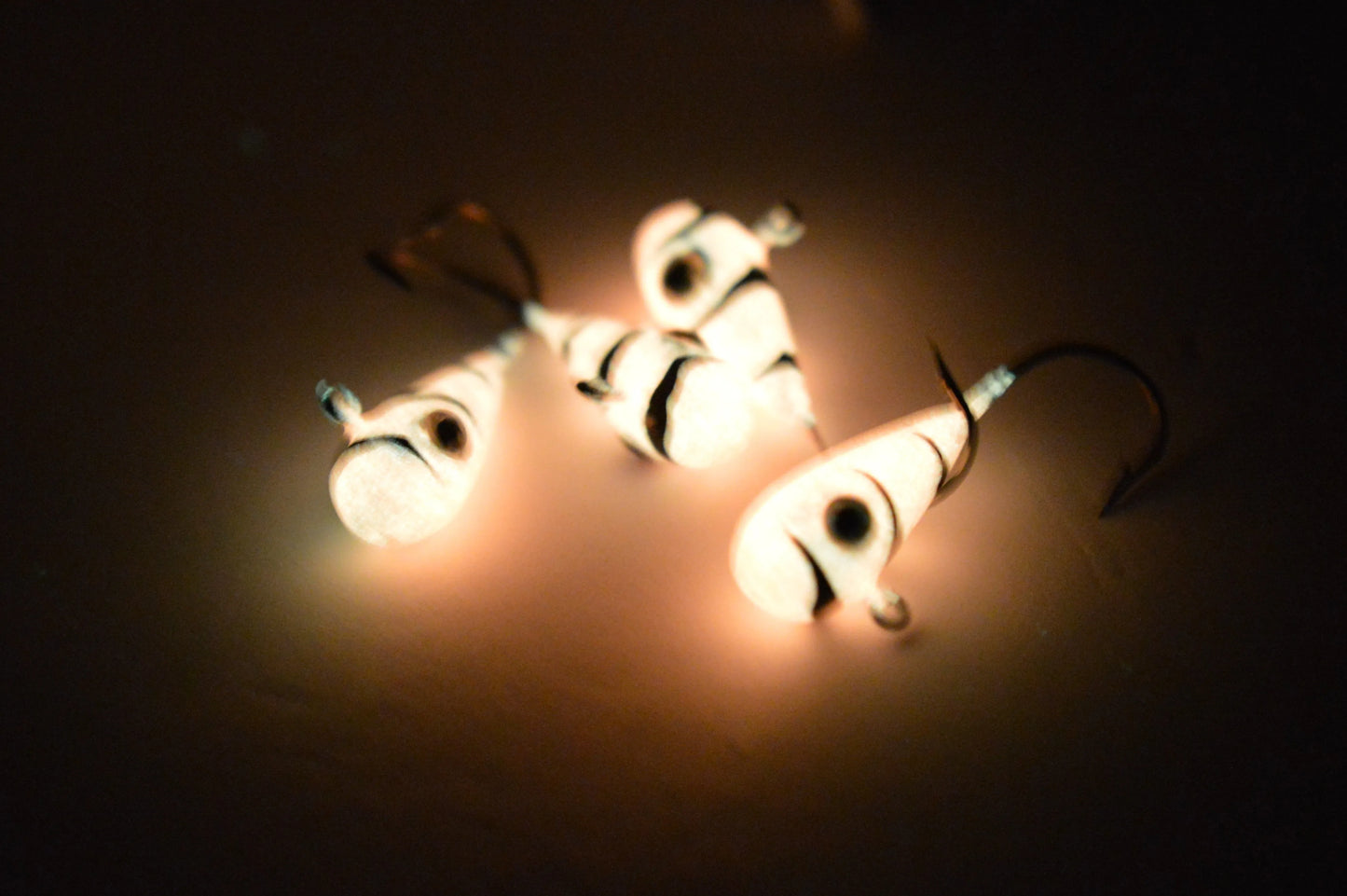 Big Sky Kalidascope 1/4oz Glow Jigs 4/pack Orange w/Black Lines