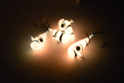 Big Sky Kalidascope 1/4oz Glow Jigs 4/pack Orange w/Black Lines