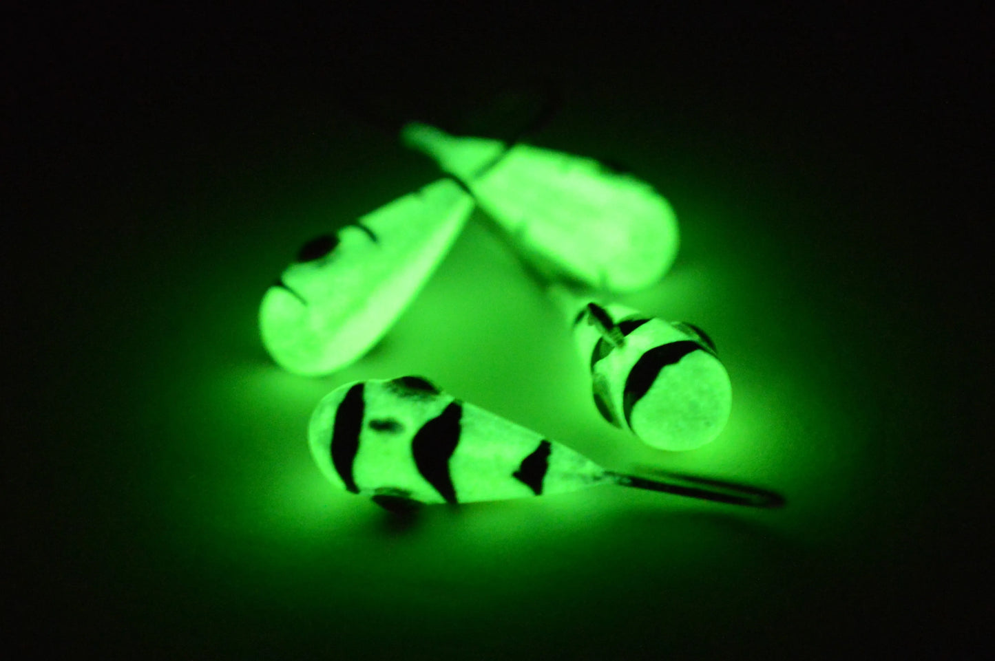 Big Sky Kalidascope 1/4oz Glow Jigs 4/pack Lemon w/Black Lines