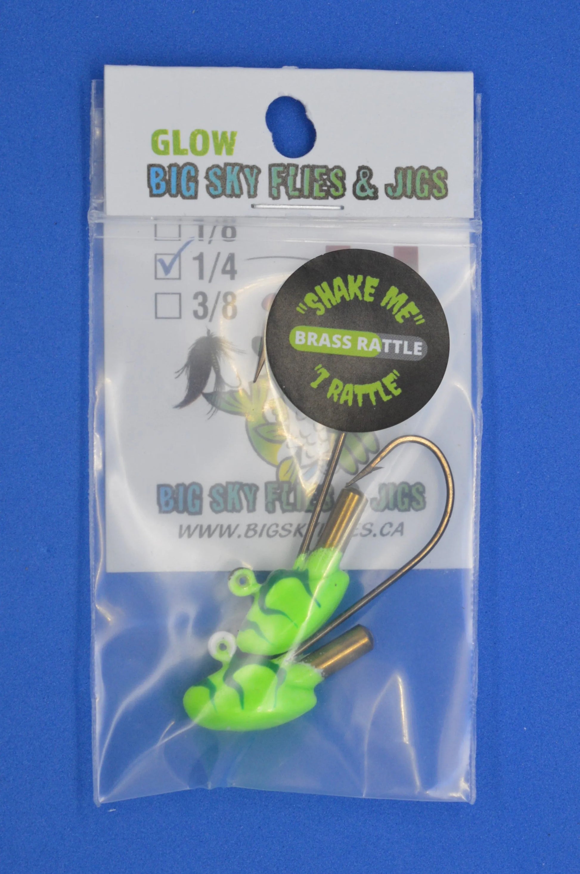 Big Sky Erie Rattle Jigs 1/4oz 2/pack Lime w/Green Lines