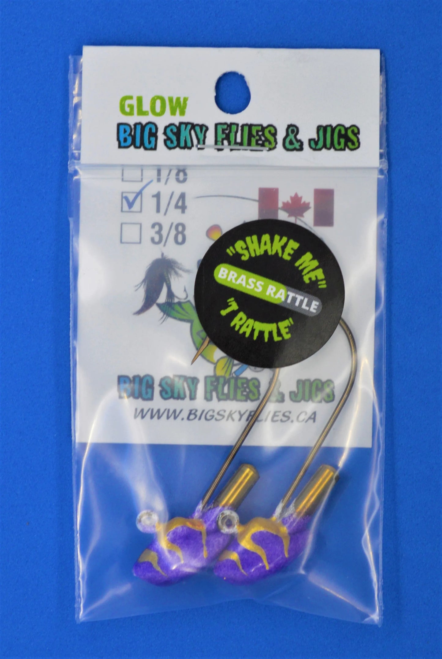 Big Sky Erie Rattle Jigs 1/4oz 2/pack Purple w/Gold Lines