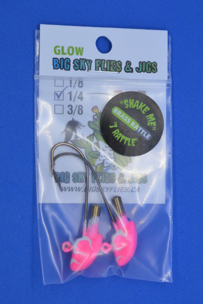 Big Sky Erie Rattle Jigs 1/4oz 2/pack Pink w/White lines