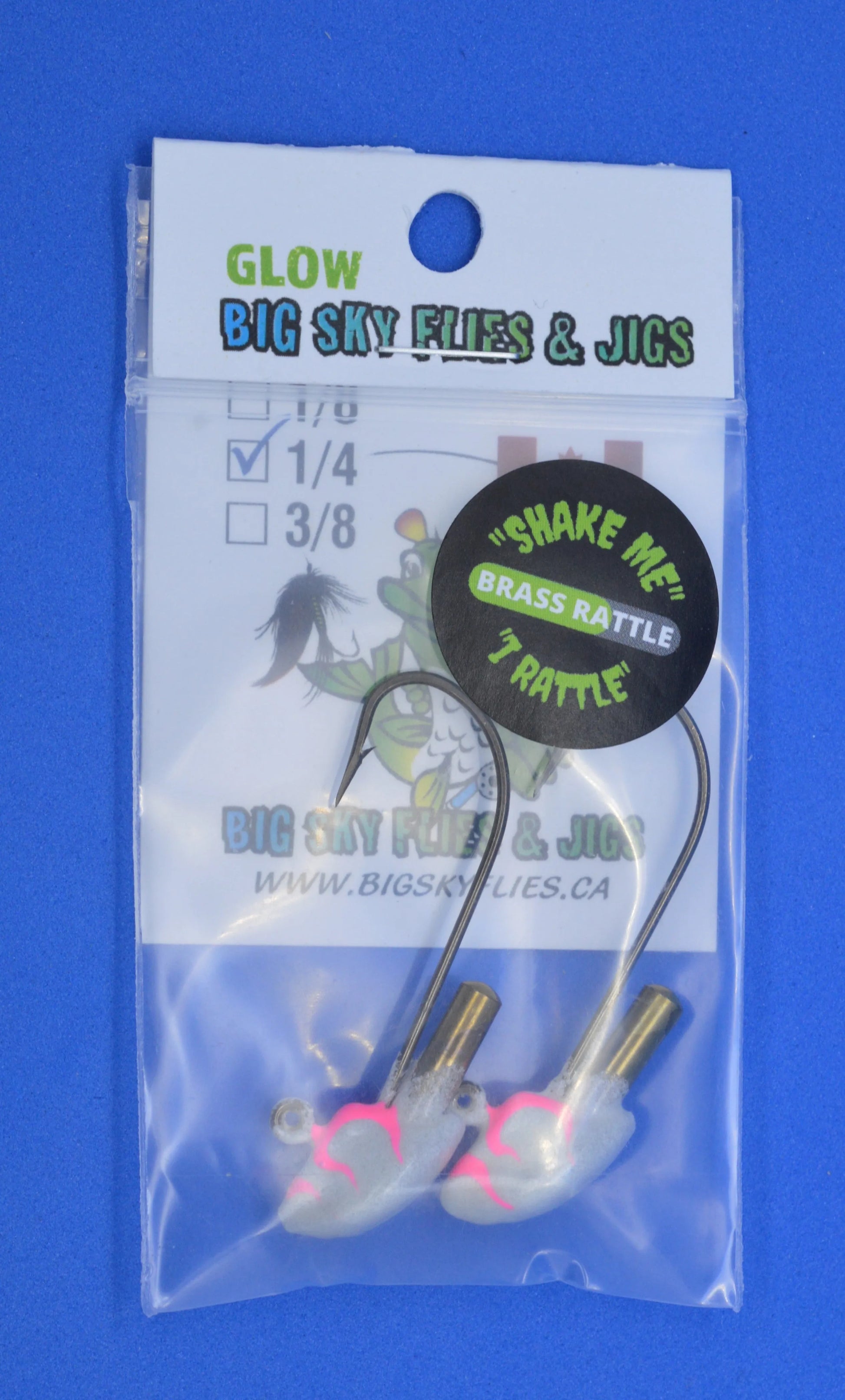 Big Sky Erie Rattle Jigs 1/4oz 2/pack White w/Pink Lines