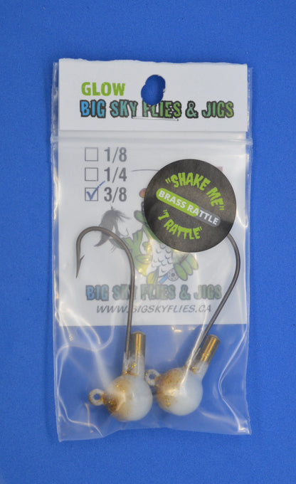 Big Sky Rock & Roll Rattling Jigs Glow 3/8oz 2/pack Presley (White/Gold Sparkle)