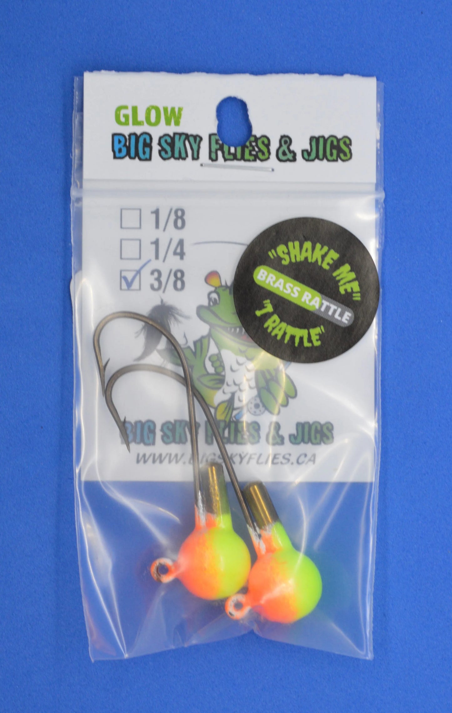 Big Sky Rock & Roll Rattling Jigs Glow 3/8oz 2/pack Rattalica (Orange Top/Lemon Bottom)