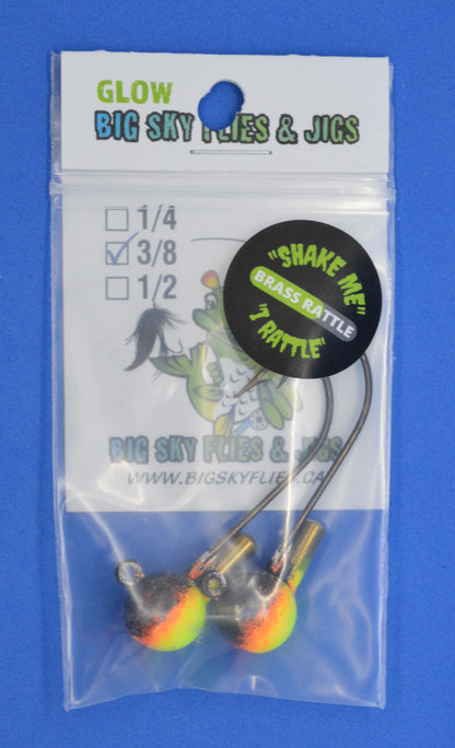 Big Sky Rock & Roll Rattling Jigs Glow 3/8oz 2/pack Ozzy (Black Top/range Mid/Lemon Bottom)