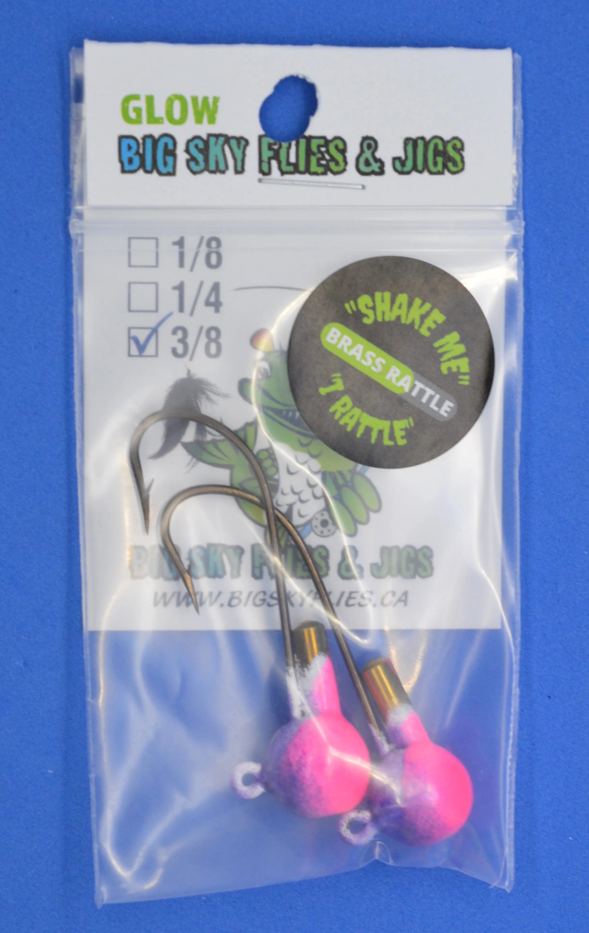 Big Sky Rock & Roll Rattling Jigs Glow 3/8oz 2/pack Queen (Purple Top/Pink Bottom)