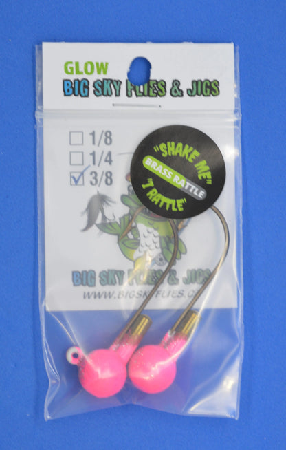 Big Sky Rock & Roll Rattling Jigs Glow 3/8oz 2/pack Joplin (Pink Sparkle)