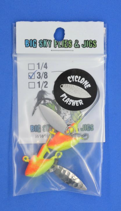 Big Sky Cyclone Flasher Jigs 3/8oz 2/pack Orange/Yellow Flasher