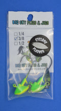 Big Sky Cyclone Flasher Jigs 3/8oz 2/pack Walleye Slayer (Lime/Lemon)